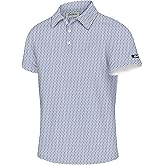 Men's Golf Polo T Shirts Short Sleeve Dry Fit Performance Moisture Wicking Casual Print Stiff Collar Golf Shirts for Men