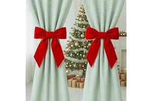 AceOrbit 2 Pcs Christmas Velvet Bow Curtain Tiebacks Drapes Tie Backs Velvet Curtain Tiebacks Drapes Holders for Bedroom Decor, Baby Nursery Decor Farmhouse Decorations (Red)