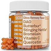 DAO Bromelain Enzyme Gummies with Butterbur Quercetin Stinging Nettle Root Extract, DAO Diamine Oxidase Enzyme, Powder Tincture Tablet Tea Alt Supplement, Leaf 500mg