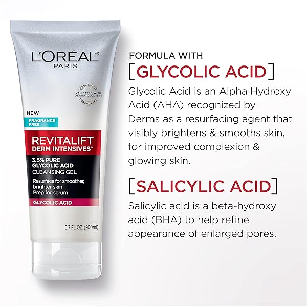 L’OREAL PARIS REVITALIFT 3.5% PURE GLYCOLIC ACID BRIGHTENING CLEANSING GEL WTH SALICYLIC ACID 6.7 FL OZ