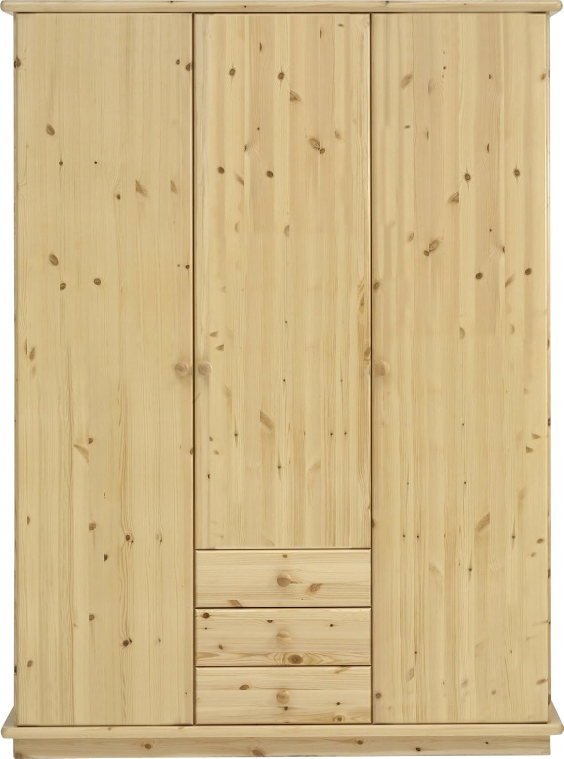 Steens Romo 2 1 Doors And 3 Drawer Pine Wardrobe Natural Lacquer