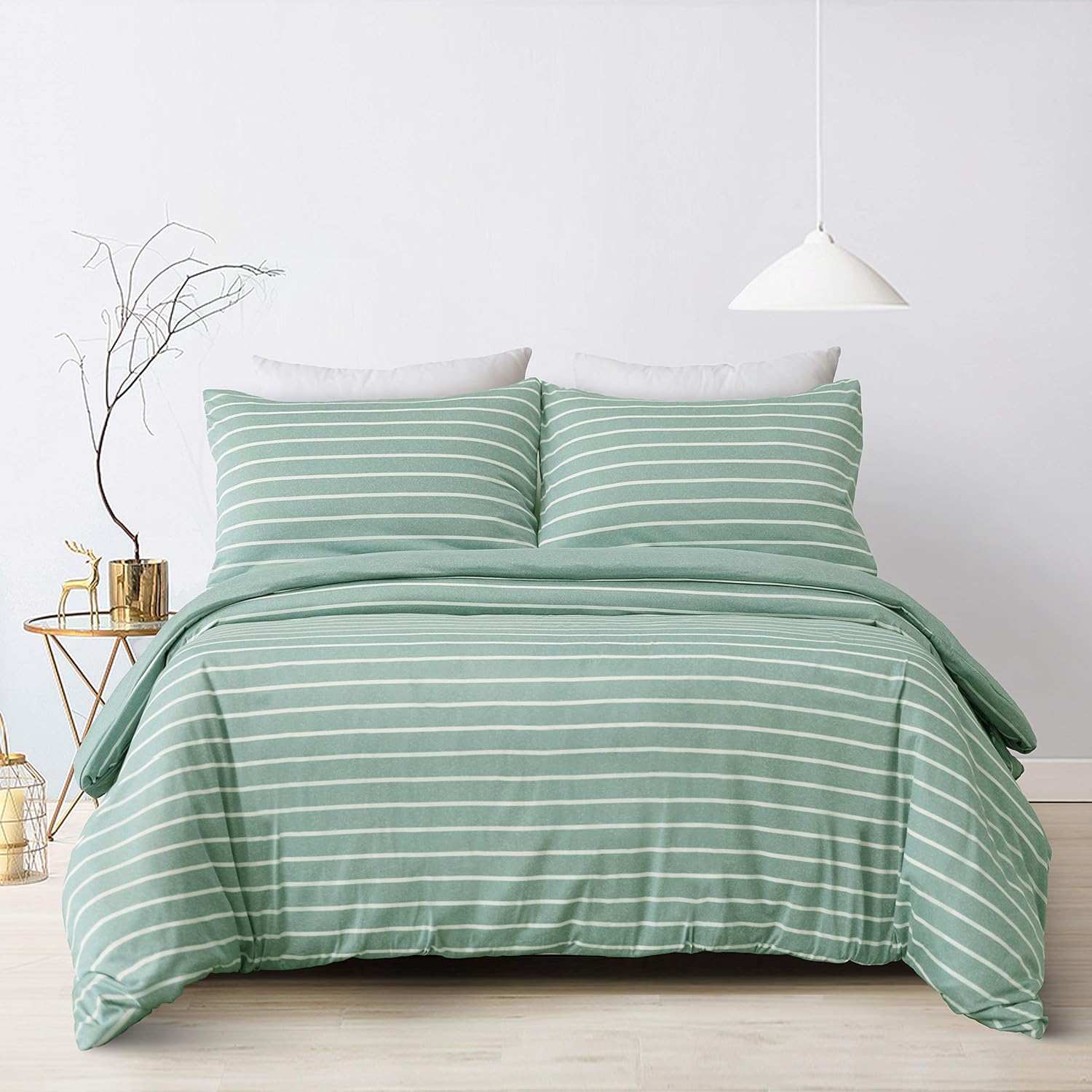 natural union Jersey Duvet Covers Green 100 Washed Microfiber