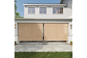 VICLLAX Outdoor Roller Shade Fabric for Porch Gazebo, Patio Cordless Blinds Roll Up Shade (7' W X 8' L), Wheat