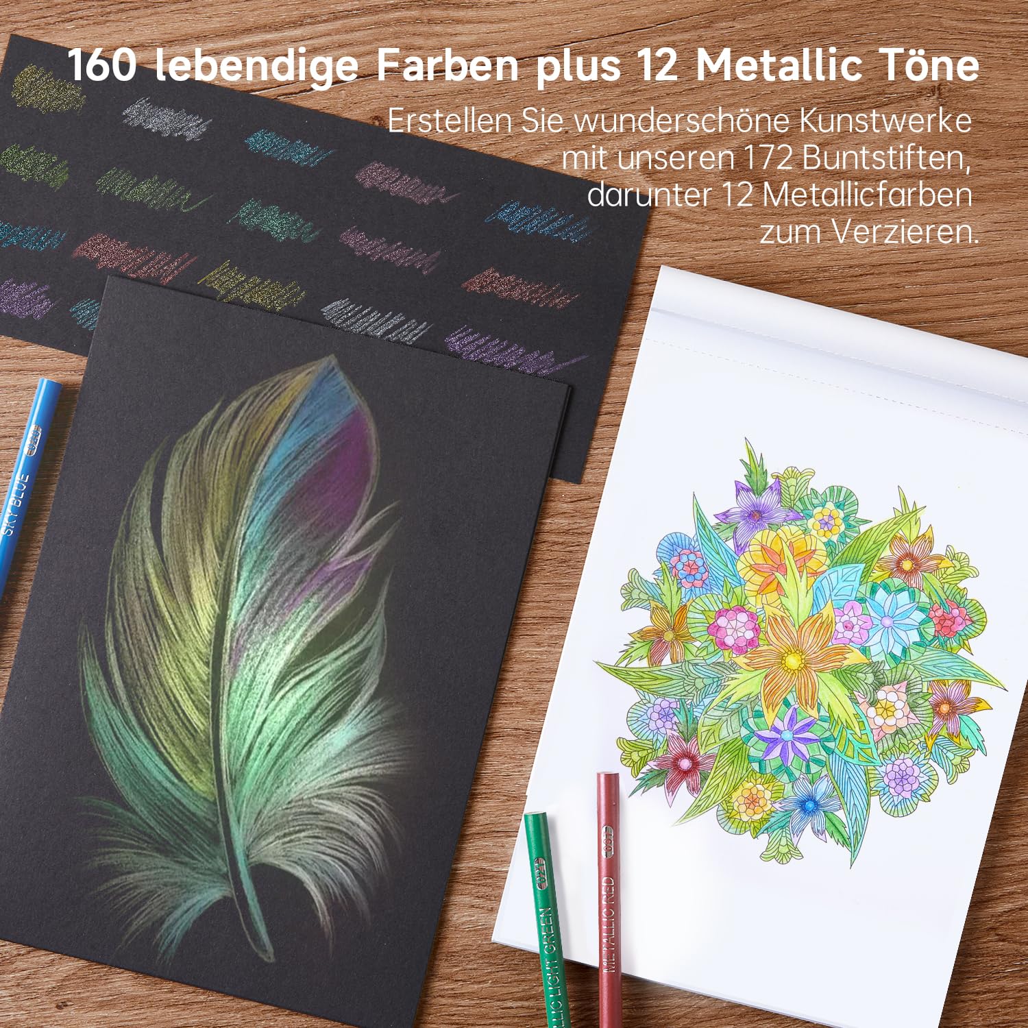 Shuttle Art 172 Buntstifte Set, Buntstifte für Erwachsene zum Malen, Färben 4