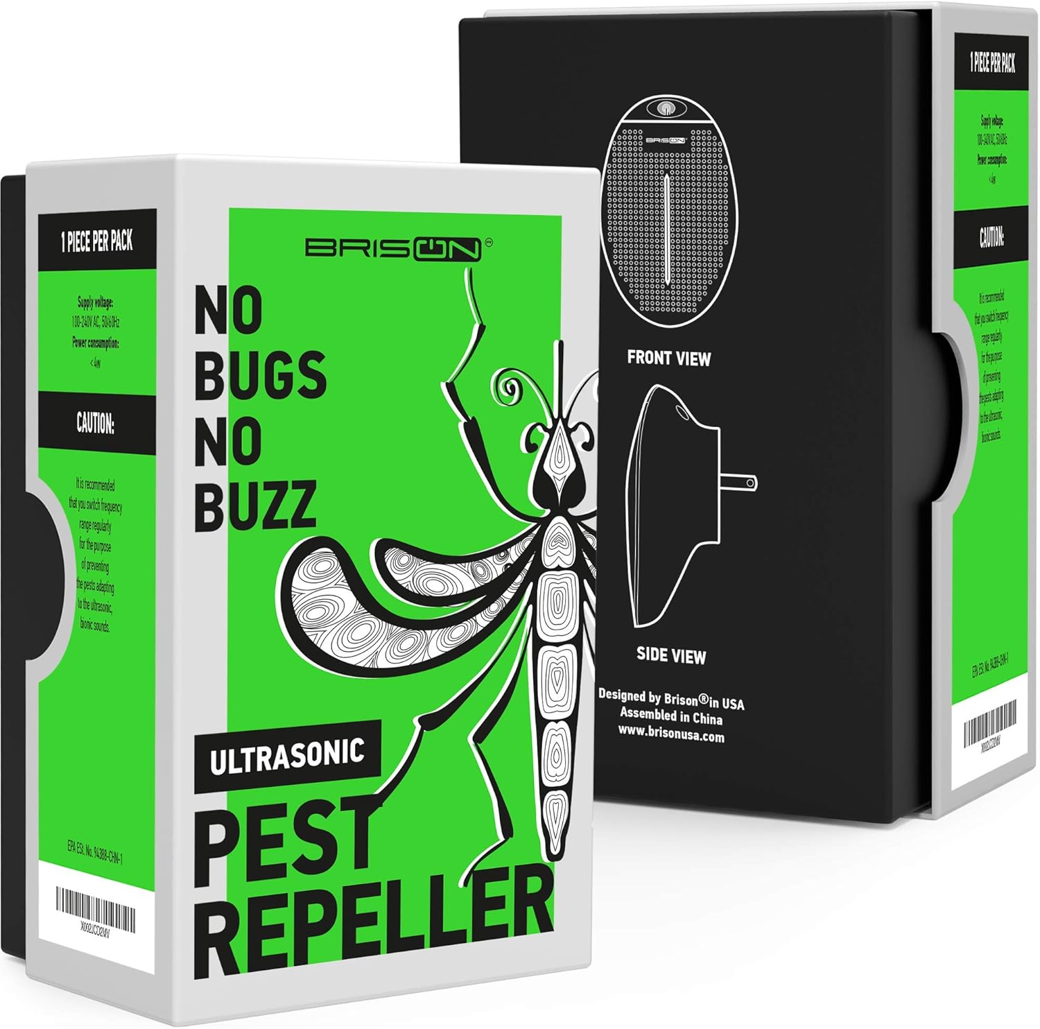 BRISON Ultrasonic Pest Repeller Plug in - Human Electronic Pet Safe Device - Eco-Friendly Electromagnetic Waves Ultrasound Control - Repellent for Mice Rats Mosquitos Spiders Rodents Insects 1 Pack: Garden & Outdoor