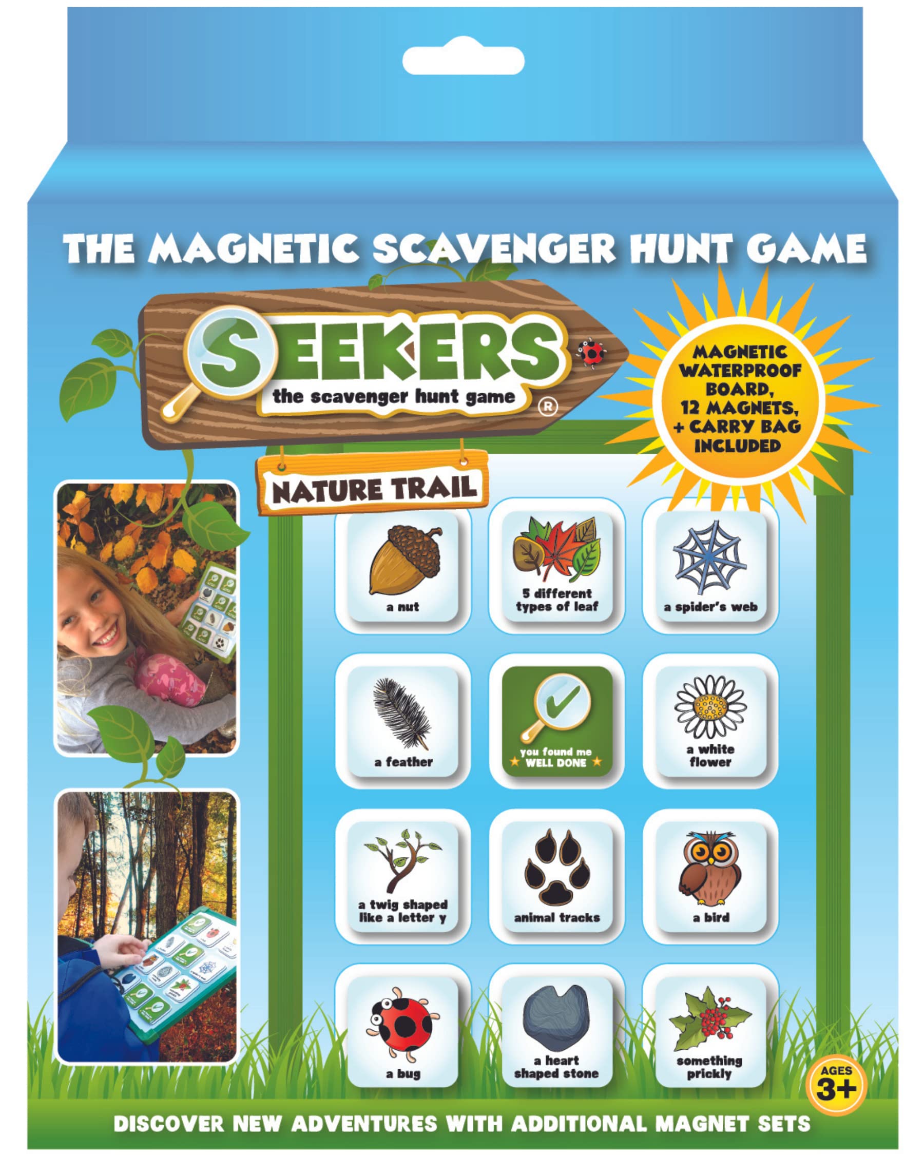 SEEKERS Scavenger Hunt Game Starter Kit With Magnetic Board. Fun For Children All Ages. Outdoor Nature Treasure Hunt. Ideal For Sensory Play and Travel. Outdoor Games for Kids. Add-On Sets Available.