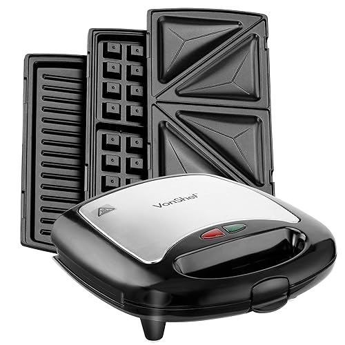 Sandwich Toaster Panini Maker Waffle Iron Grill 3 in 1 with Non Stick Removable Plates 750W by