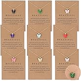 Sopoloray 9Pcs 9 Colors Bohemian Butterfly Pendant Necklace Set,Boho Adjustable Acrylic Butterfly Chain Necklace,Choker Necklace