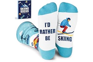 VICRAZY Funny Skiing Socks for Men - Christmas Gift, Ski Accessories, Ski Lover Gifts, Stocking Stuffers for Skiers