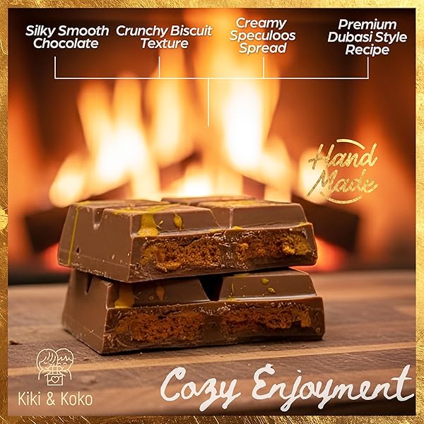DUBAI STYLE CHOCOLATE – REINTERPRETED: BELGIAN MILK CHOCOLATE 6 OZ WITH CARAMELIZED BISCUIT CREAM & CRISPY KADAYIF – PREMIUM HANDMADE