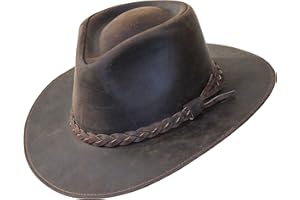 Borges & Scott Premium Leather Fedora - Wide Brim Hat Leather - Water Resistant