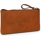 TheAntiq Leather Pencil Pouch, Currency Pouch, Leather Pencil Case, Zippered Pouch Paper Money, Pen Case, Pen and Marker Case, Pencil Case For Artists & Professionals (Tan)