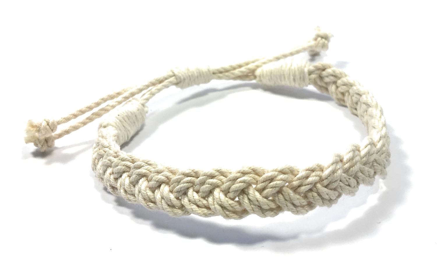 Adjustable Woven Sailor Knot Bracelet Natural White Handmade