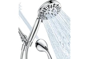 JDO Shower Head with Handheld, High Pressure Handheld Shower Head 9 Settings, Detachable Shower Head Set with Stainless Steel Hose and Shower Bracket (Chrome)