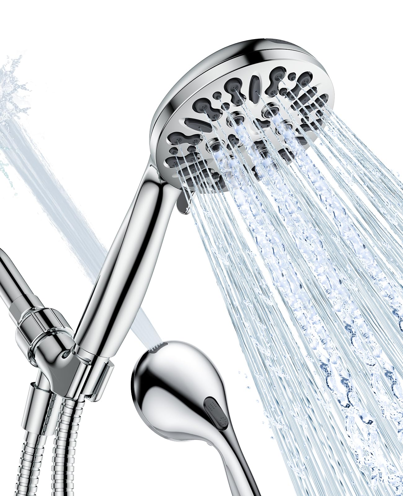 Photo 1 of JDO Shower Head with Handheld, High Pressure Handheld Shower Head 9 Settings, Detachable Shower Head Set with Stainless Steel Hose and Shower Bracket (Chrome)