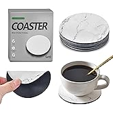 Coasters for Drinks, Absorbent Coaster Sets of 6, Tabletop Protection Suitable for Kinds of Cups Non-Slip Faux Leather Cup Coasters, 4 Inches, C2