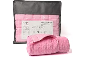 MR. GRINDER Kids 5lb Weighted Blanket for Youth 40 lbs + and Adults. Cotton and Minky Dots, 36x48 in Throw Blanket Soft, Reversible, Machine Washable. Lap Blanket for Rest, Reading, Travel. Pink