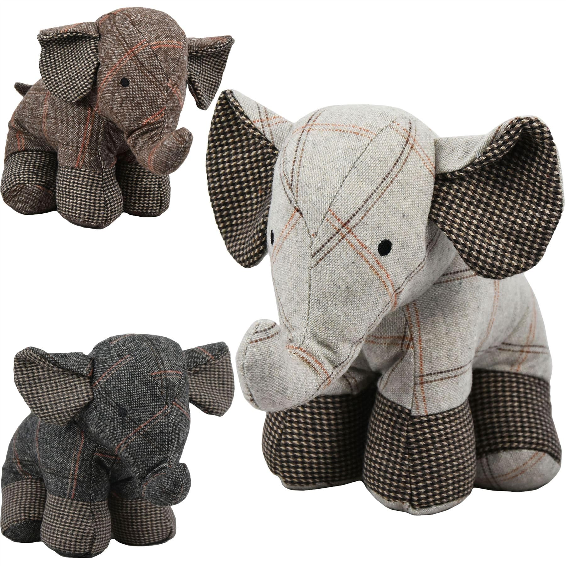 The Magic Toy Shop Weighted Door Stop Animal - Novelty Fabric Elephant Floor Stopper with Sand Filling - Decorative Door Holder for Wood, Carpet, Home Bedroom & Living Room, Assorted Colours