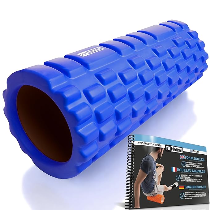Fit Nation Faszienrolle - Foam Roller Set zur Selbstmassage mit Übungsbuch - Sport Massagerolle Für Anfänger, Profis, Damen &