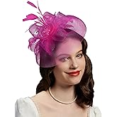 Cizoe Tea Party Fascinator Hats for Womens 50s Headwear with Veil Flower Cocktail Wedding Church Derby Hat