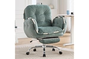 CJDSEC Comfortable Criss Cross Office Chair with Foot Rest Flip Armrests Cross Legged Office Chairs for Women Reclining Office Chair Desk Chair Comfy Vanity Chair with Back and Wheels Green