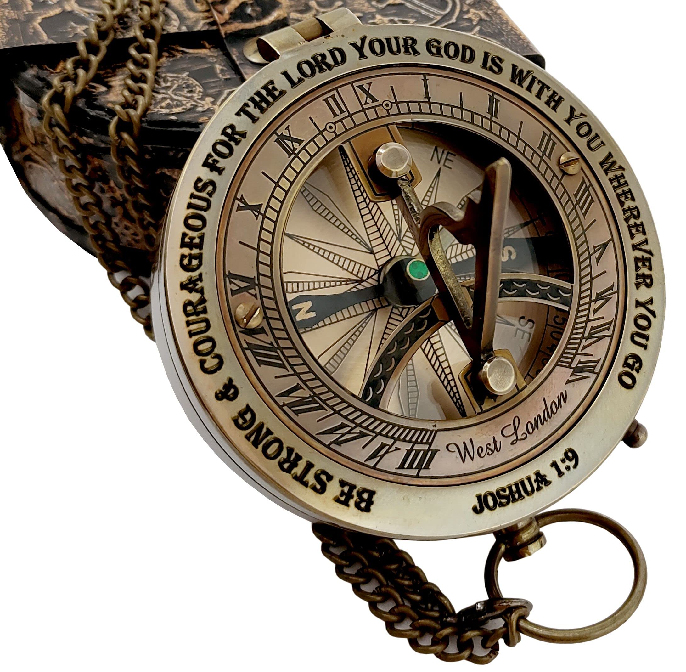 The New Antique Store - "Joshua 1-9" Brass Sundial
