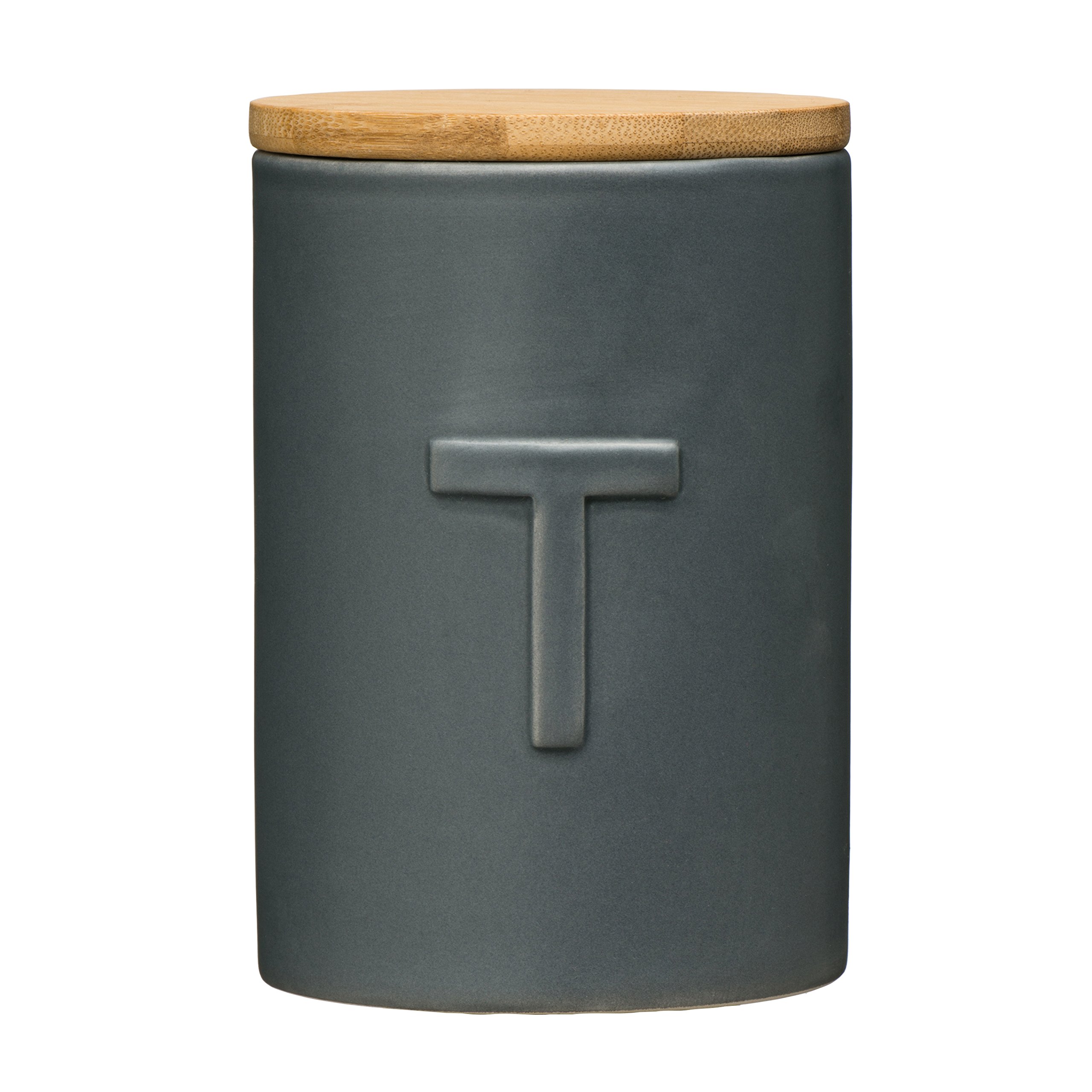 Premier Housewares Fenwick Tea Canister, Plastic, Dark Grey
