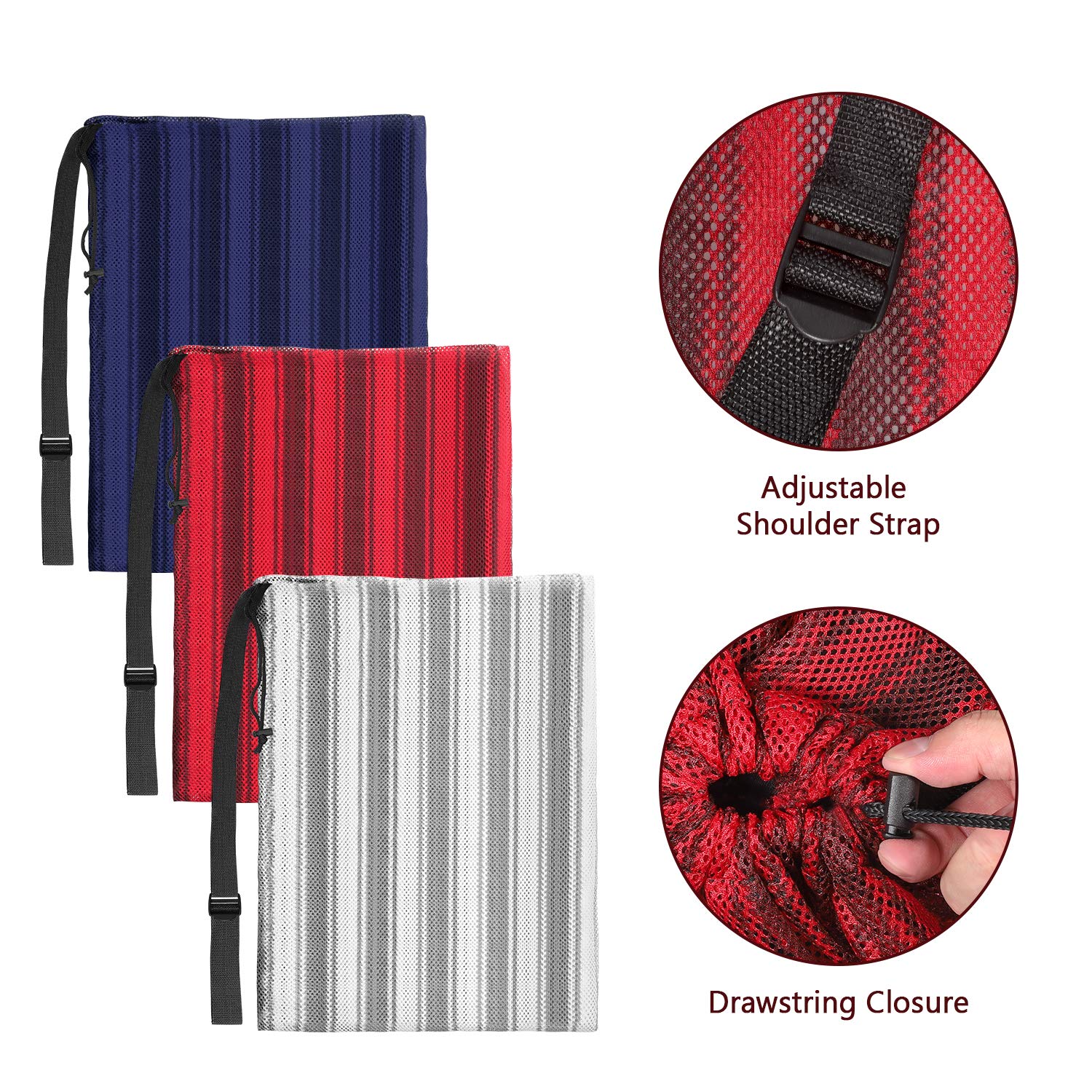 Daly Kate Mesh Equipment Bags,Durable Ball Bags Adjustable Shoulder Strap 24\