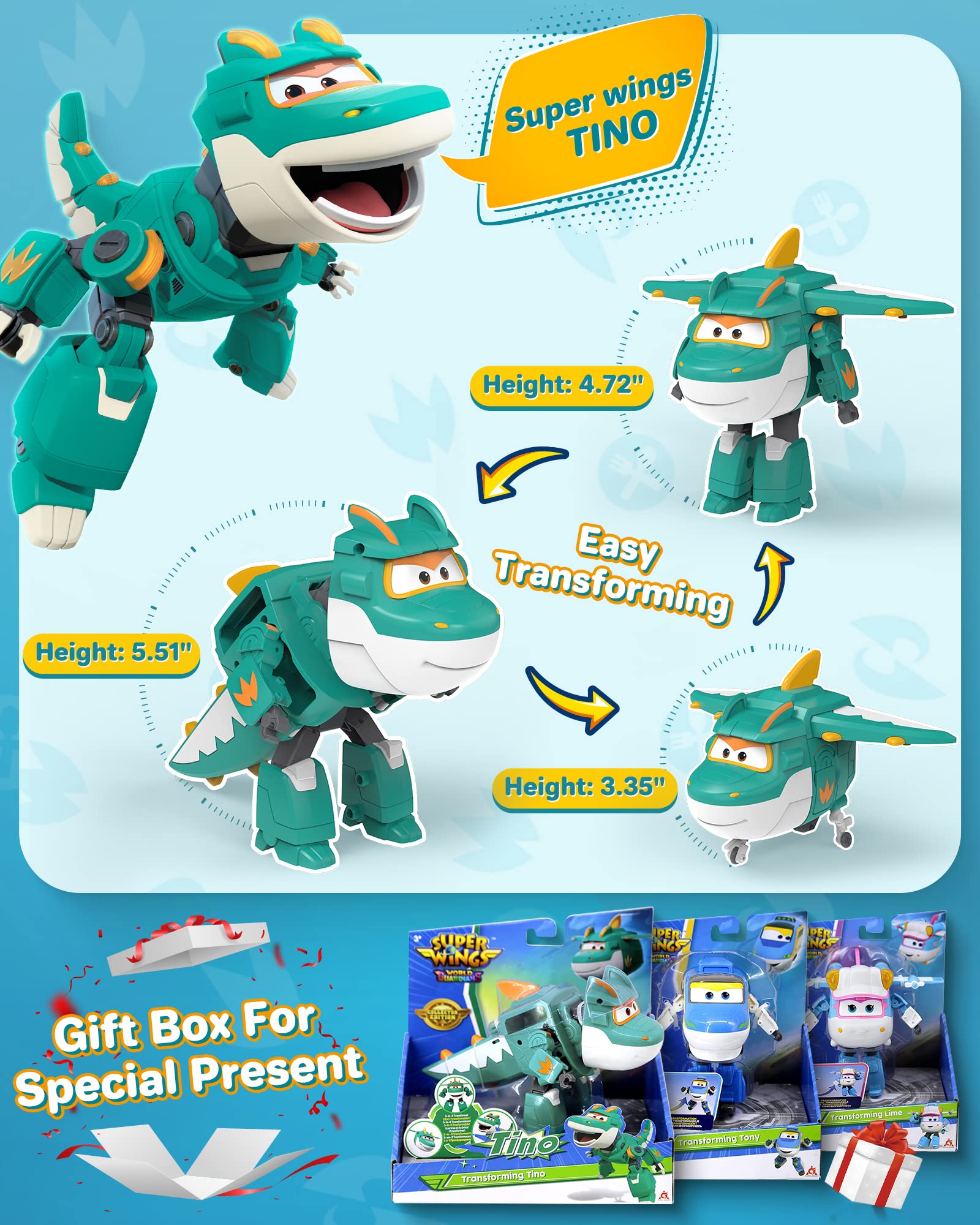 Super Wings 2-Pack Set 5 Inch Jerome Transforming Airplane to Robot in 10 Steps with Jerome Pet Light Kid Toys from Other Hand Tools - price 33.25