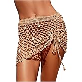 SHENHE Women's Sheer Crochet Hollow Out Shell Swimwear Swimsuit Cover Up Beach Skirt
