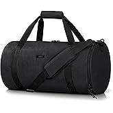 MIER Gym Bag Round Duffle Bag with Shoe Compartment & Wet Pocket, Lightweight Carry on Duffel for Men Women Workout Fitness Travel Sports, 24L, Black