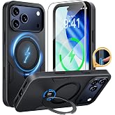 Redpepper for iPhone 17 Pro Max Case with 360 Spin Magnetic Stand, Camera Control, Screen Protector, Fit for MagSafe, Military Grade Shockproof, 2-Layer Durable Bumper Phone Case 6.9",Black