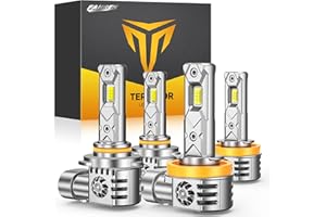 FAHREN 2025 Upgraded H11/H9/H8 9005/HB3 𝐋𝐄𝐃 Bulbs Combo, 𝟏𝟎𝐗 𝟏𝟎𝟎,𝟎𝟎𝟎𝐋𝐌 Ultra Brighter H11 9005 Fog Lights or Off-Road Use, 1:1 Size 6500K White Plug N Play, Pack of 4