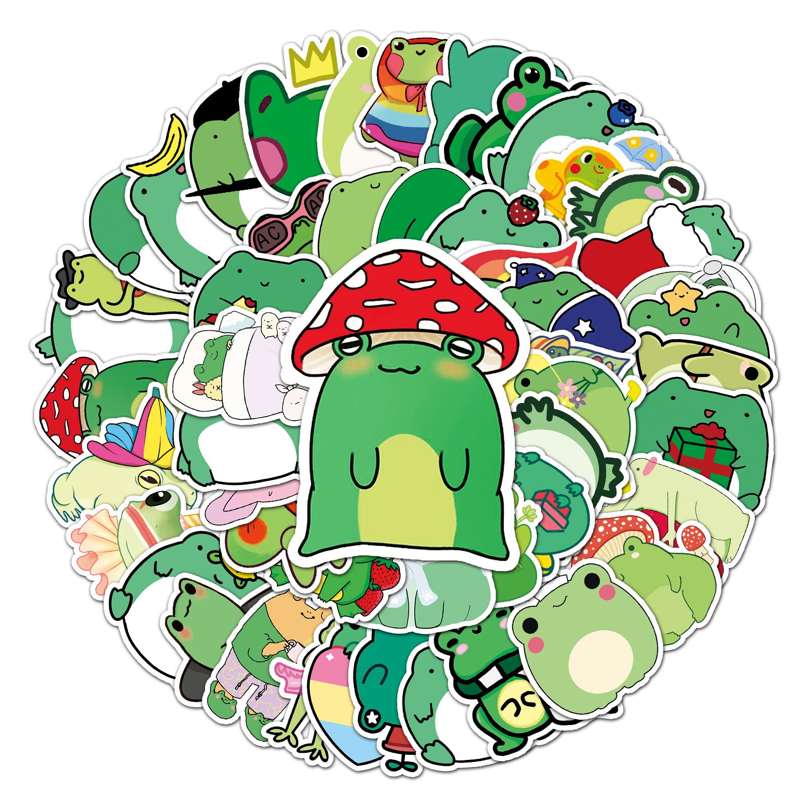 Frog Stickers for Laptop (50 PCS),Gift for Children Teens Adults Girl Boys,Waterproof Stickers for Water Bottle,Cartoon Frog Vinyl Stickers for Scrapbook,Skateboard,Bike Dairy