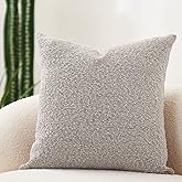 DOMVITUS Luxury Decorative Throw Pillow Cover 18 x 18 Inch Textured Boucle Square Sofa Couch Pillow for Living Room Woven Accent Cushion Case, 1PC, Sand Grey