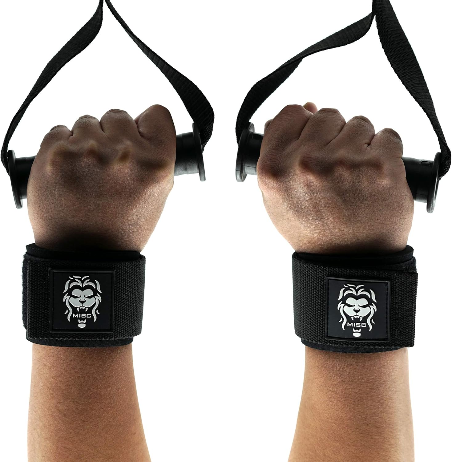 MISC FITNESS Wrist Wraps - Lifting Support Compression and Stabilization for Powerlifting Weightlifting Crossfit - Custom Fit Adjustable Fixing Tape Extra Wide Strap with Steel Buckle - Black V2 : Sports & Outdoors