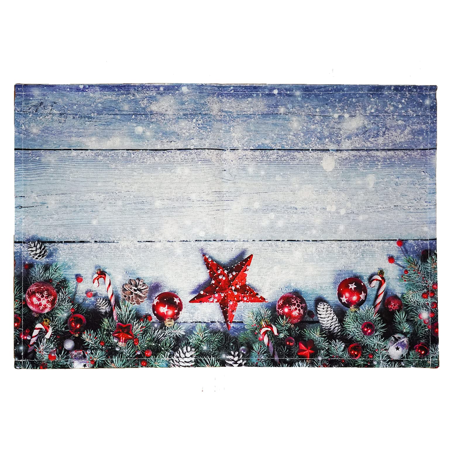texpot Placemat 30 x 45 cm 100% Polyester Christmas Stars on Wood White