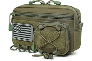 LEMUBEANE Tactical Molle Horizontal Admin Pouch with Front Drawstring Pocket EMT Pouch EDC Utility Orgaznier Bag