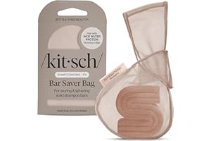 Kitsch Bar Soap Saver Bag - Patented Mesh Bag Soap Holder for Rice Water Protein Shampoo Bar with Tag Identifier - Extends Use & Prevents Soggy Mess - Recycled Mesh Beauty Pouch, Eco-Friendly