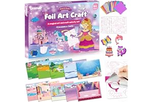 URMYWO Foil Arts and Crafts for Kids Ages 4-8, No Mess Princess Fun Foil Art Craft Supplies Kits, DIY Creative Activity Coloring Books,Christmas Stocking Stuffers,Gifts for 4 5 6 7 8 9 10 Year Old Girls Boys