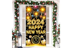 AUSHENKE New Years Eve Party Decorations Happy New Year Firework Banner for New Years Party Decoration Supplies, 71x35inch (Firework)
