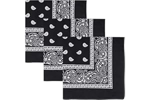 Paisley 3 piece Assorted Cowboy Bandanas Cotton 22 x 22 inch (3 PCS Black)