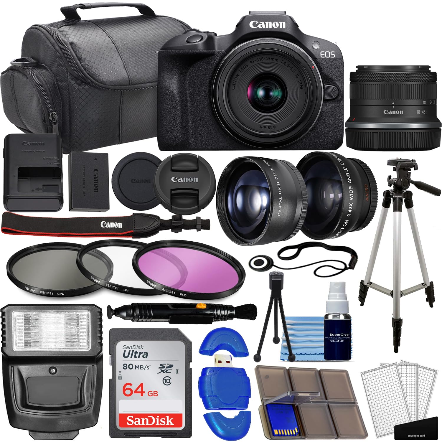 Canon EOS R100 Mirrorless Camera w/RF-S 18-45mm
