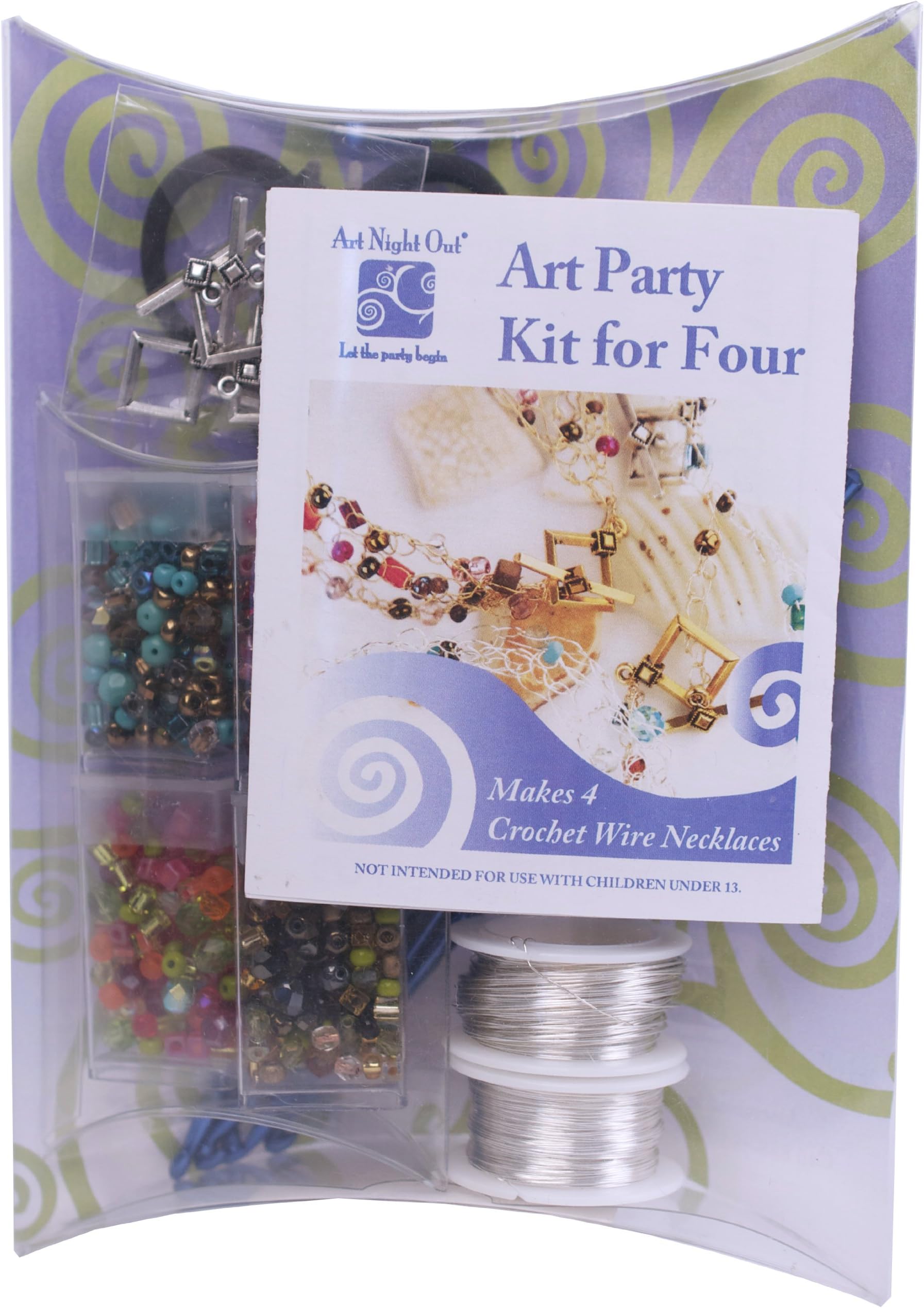 Art Night Out Party Kit for Wire Jewelry Necklaces or Bracelets, Silver with Hot Colors