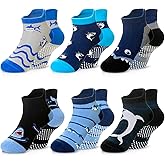 Eyean Kids Ankle Cotton Socks Cute Animal Pattern Soft Non Slip Boys Girls No Show Socks 6 Pairs