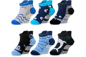 Eyean Kids Ankle Cotton Socks Cute Animal Pattern Soft Non Slip Boys Girls No Show Socks 6 Pairs