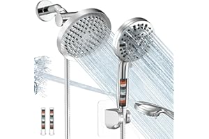 UltrTxenova Shower Head with Handheld Spray Combo,High Pressure Dual Double Rain Shower Head with Handheld 10-Mode 78" Hose C