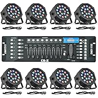 CO-Z 8-Pack Stage Lights with DMX Controller, 18 RGB LED Par Can Wash Lights and Mixer Board, DJ Lighting Equipment
