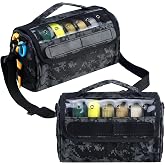 Teyva Daily 2 Pcs Fishing Line Storage Bag Line Management Bag, Black | Anti-tangle, Clear View Window, Water Resistant, Removable Divider Leader Lines Holder Fishing Spool Organization Gift