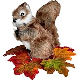 Basuo-9Q Realistic Squirrel Figurine - Lifelike Plush Tree Rodent | Bushy Tail, DIY Centerpiece, Handcrafted Collectible, Festive Decorations, Woodland Home Decor